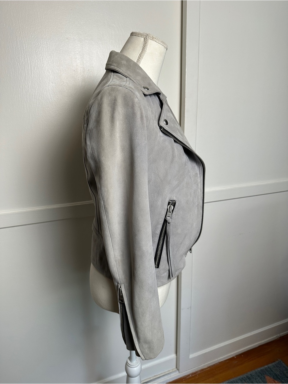 All Saints Womens 100% GOAT Leather Dalby Biker Jacket Size 6 AS IS - Picture 4 of 15